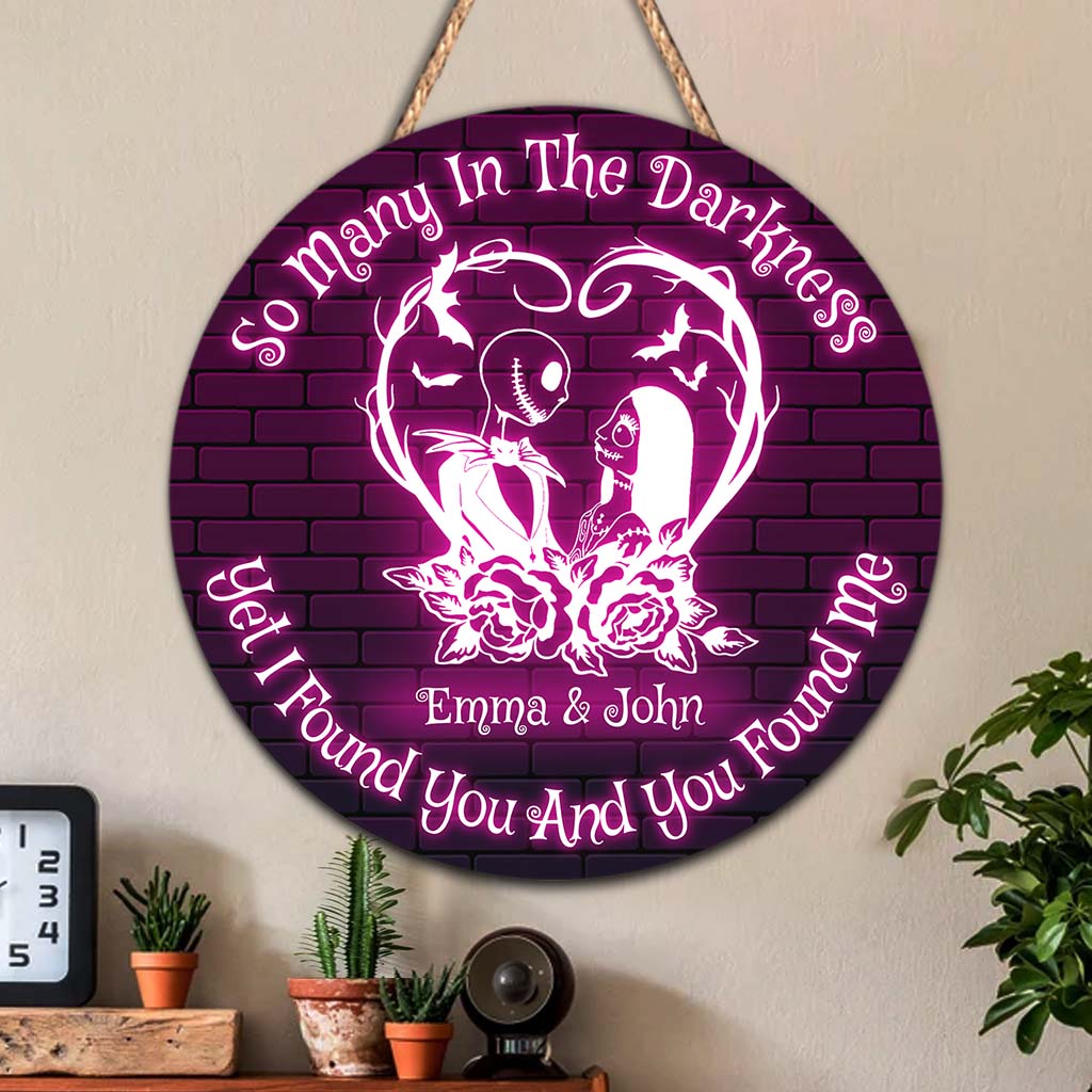 Personalized Halloween Round Wood Sign Custom Name Gift for Couple Round Wood Sign GradoCreations