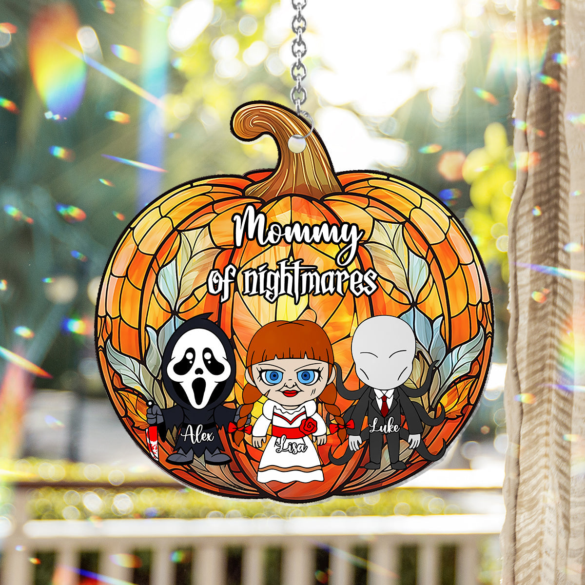 Personalized Pumpkin Suncatcher Ornament for Mom | Unique Home Decor Window Hanging Suncatcher Ornament GradoCreations