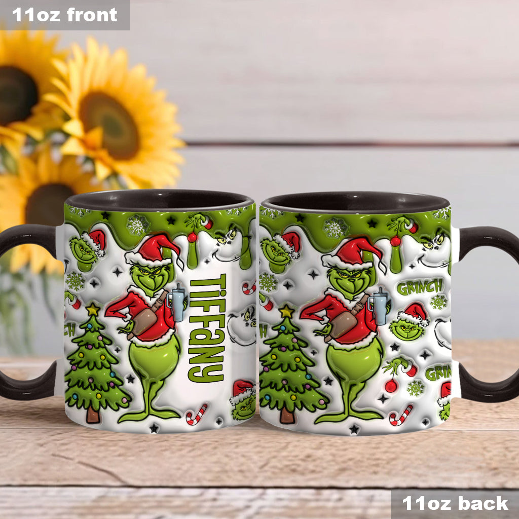 Personalized Grinch Accent Mug Custom Name Gift for Christmas Accent Mug GradoCreations
