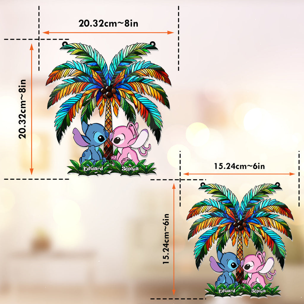 Personalized Ohana Suncatcher Ornament for Couples | Romantic Decor Window Hanging Suncatcher Ornament GradoCreations