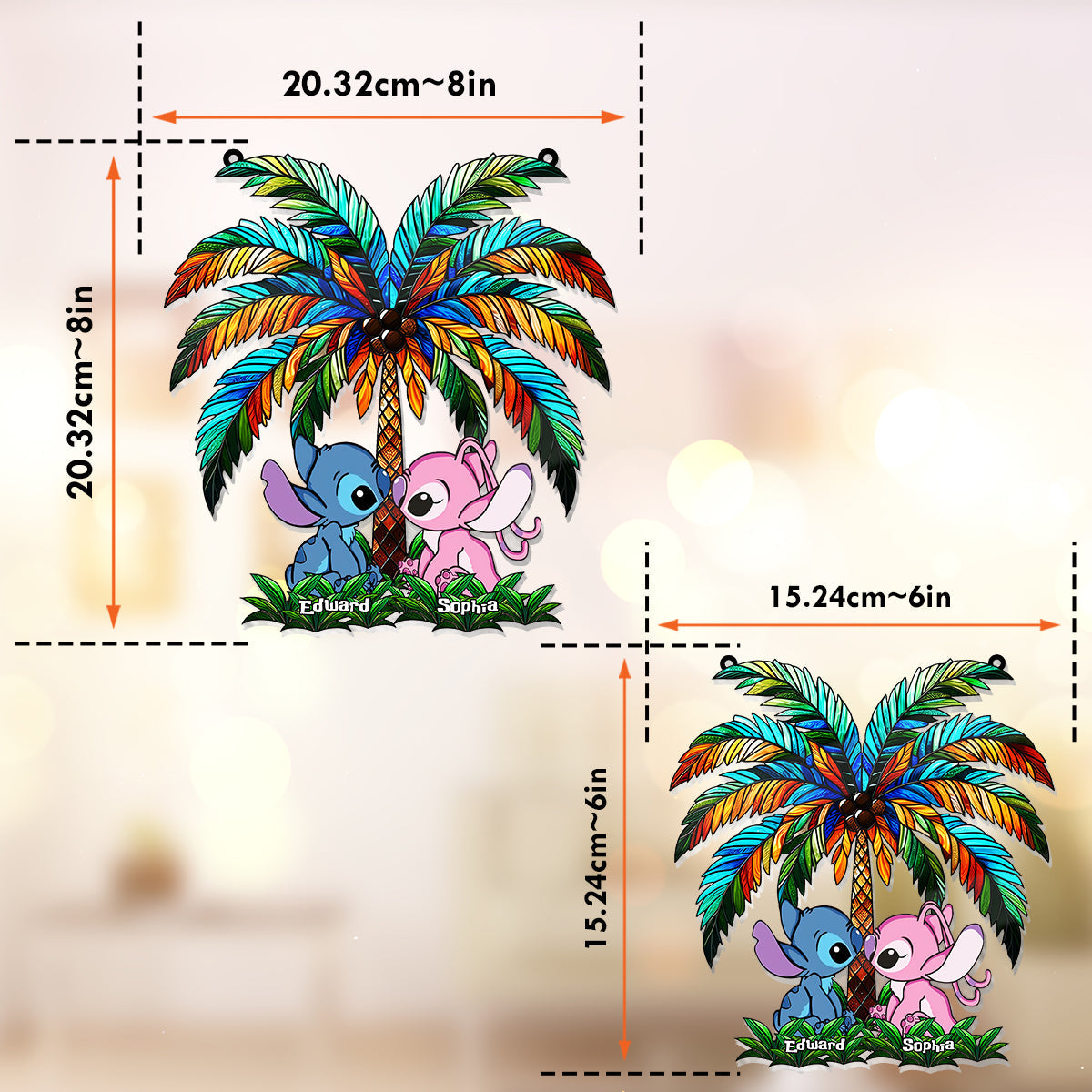 Personalized Ohana Suncatcher Ornament for Couples | Romantic Decor Window Hanging Suncatcher Ornament GradoCreations