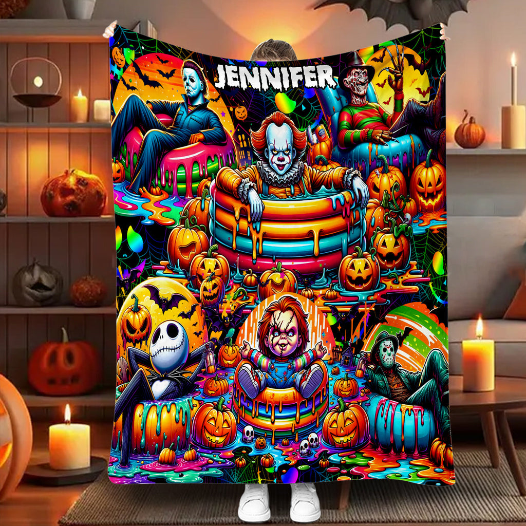 Personalized Halloween Blanket Custom Name Cozy Gift for Friends Blanket GradoCreations