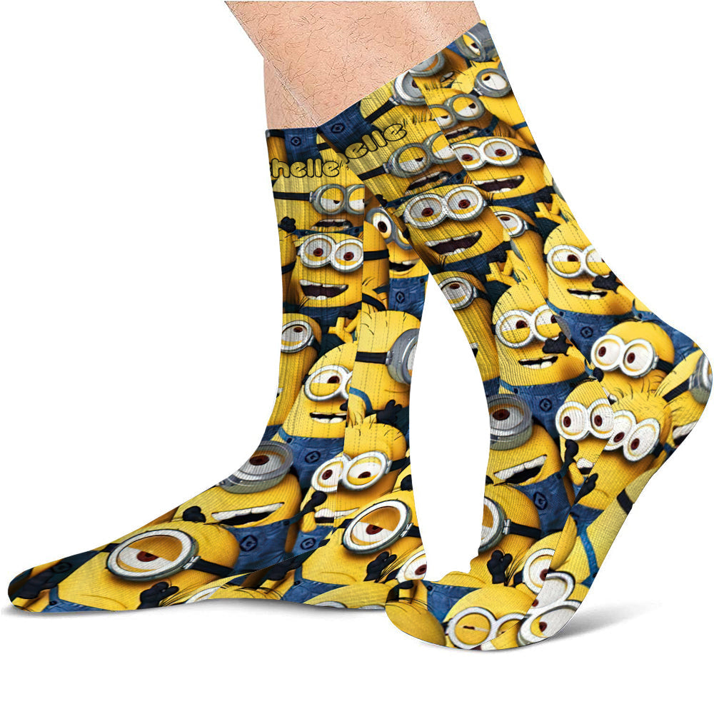 Personalized Cute Monster Socks Custom Name Gift for Kids Socks GradoCreations