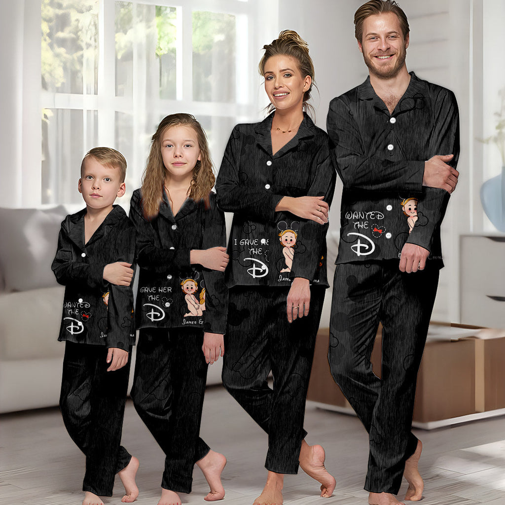 Personalized Satin Pajama Set for Couples with Custom Names & Design Button Down Pajamas GradoCreations