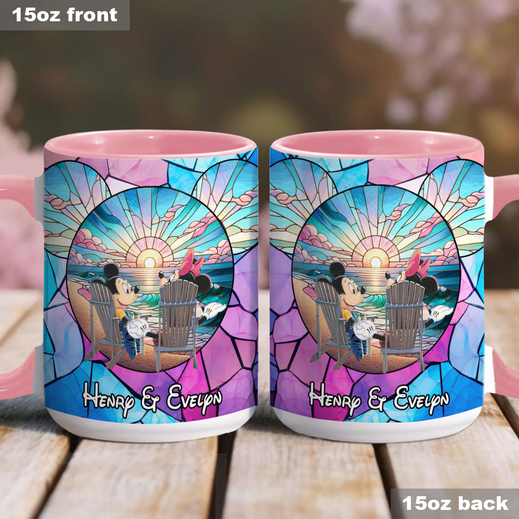 Personalized Ceramic Accent Mug with Sunset Design for Couples Accent Mug GradoCreations