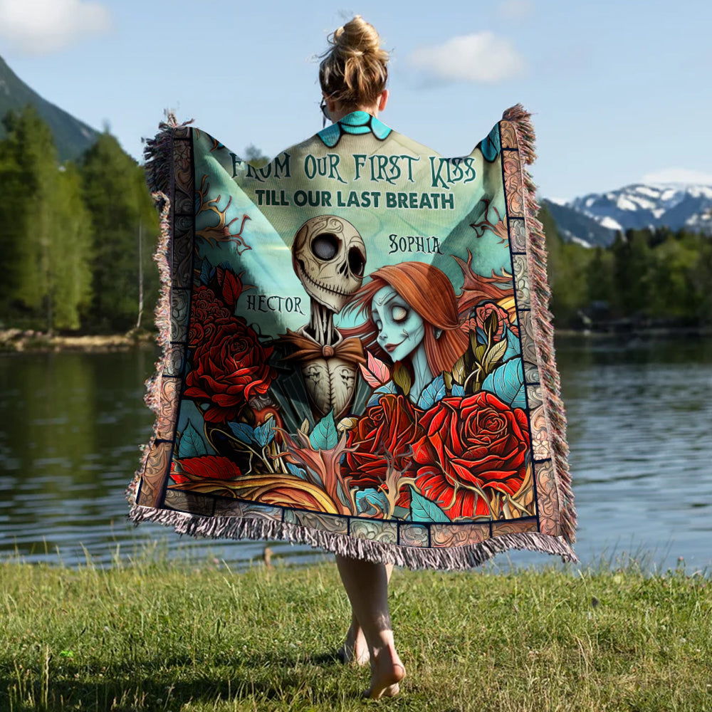 Personalized Woven Blanket Custom Couple Design Gift for Christmas Woven Blanket GradoCreations