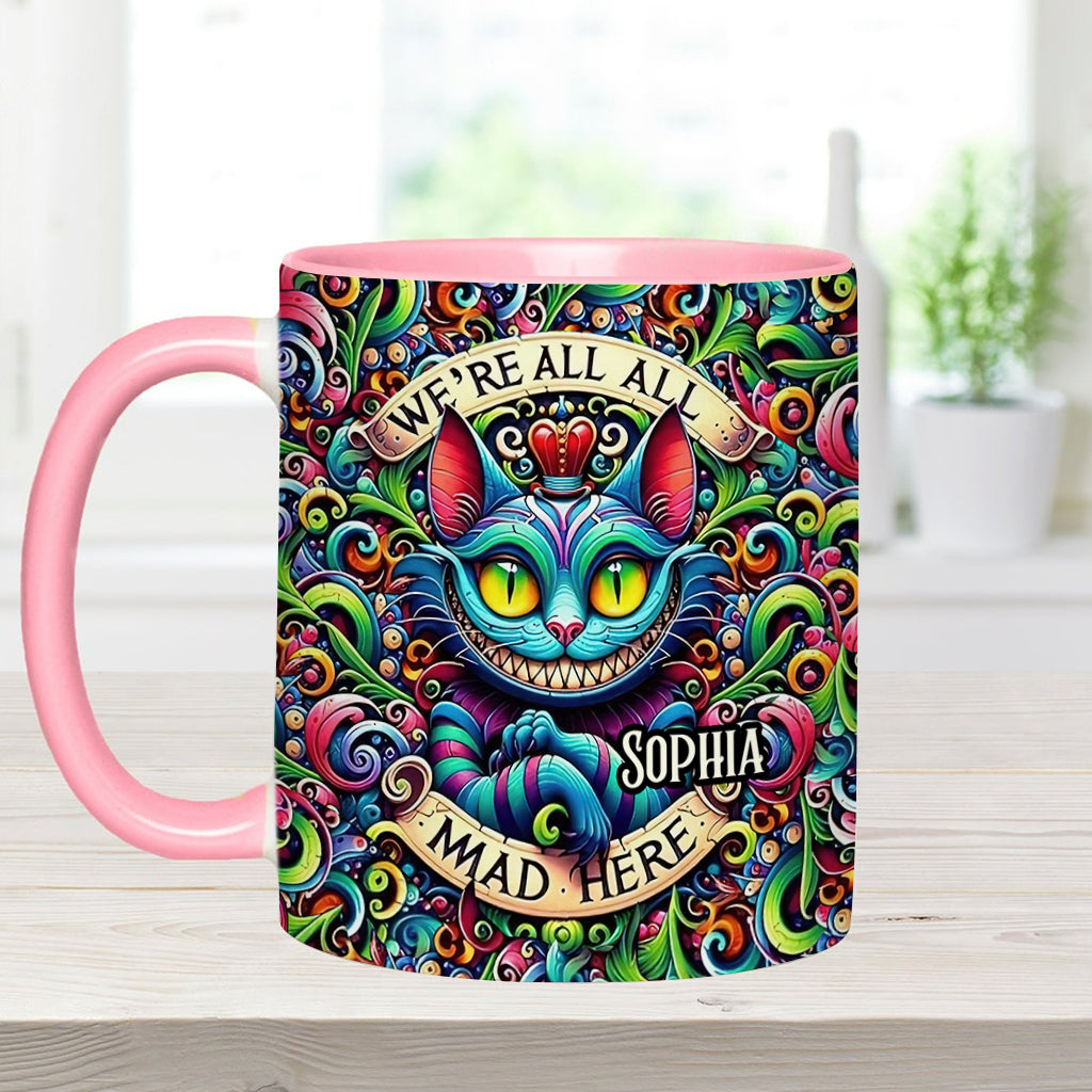 Personalized Ceramic Accent Mug with Colorful Cat Design for Birthdays or Christmas Accent Mug GradoCreations