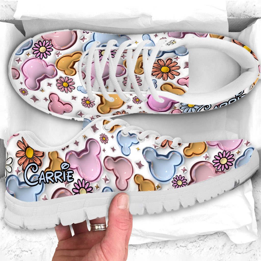Personalized Floral Mouse Sneakers Custom Name Gift for Mom Sneakers GradoCreations