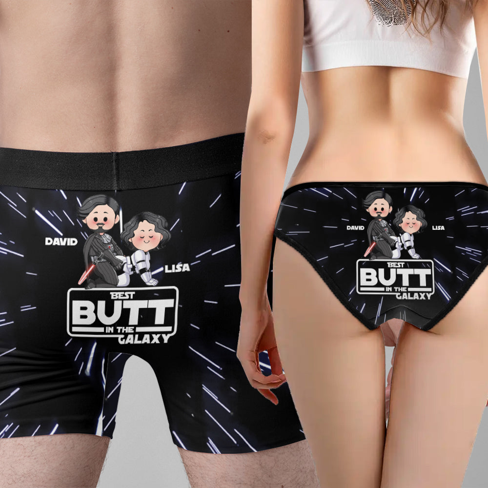 Personalized Best Butt in the Galaxy Women's Briefs & Men's Boxer Briefs Custom Name Gift Lace Border Women Briefs And Men’s Boxer Briefs GradoCreations