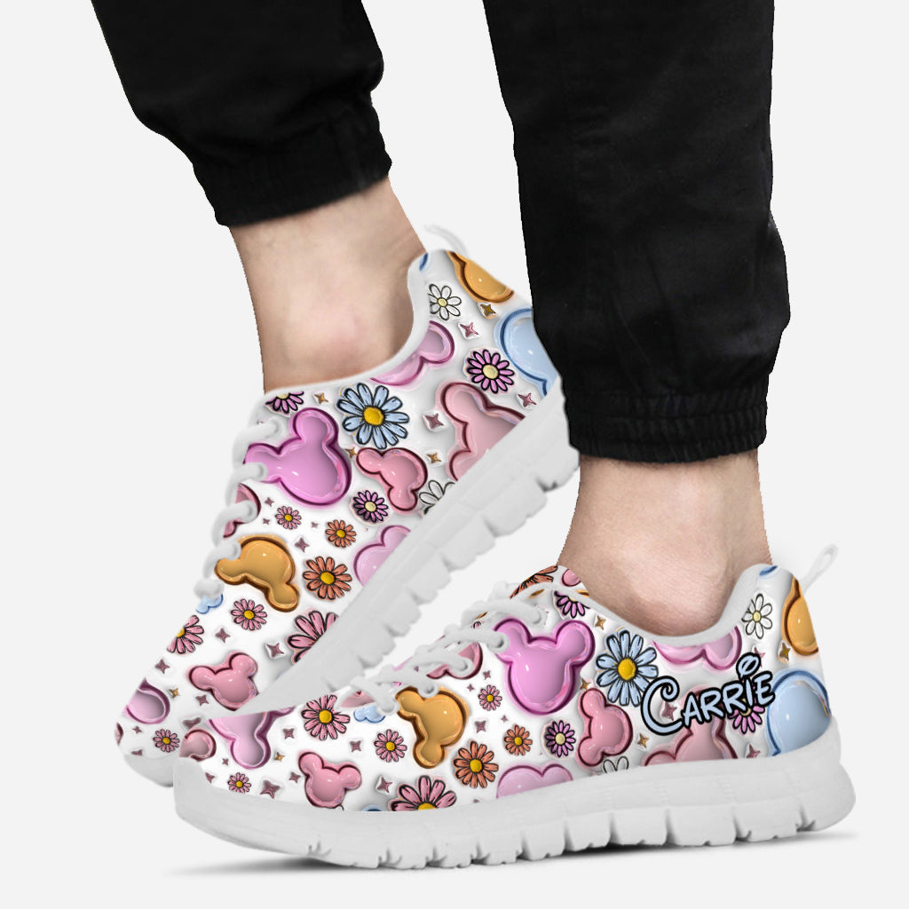 Personalized Floral Mouse Sneakers Custom Name Gift for Mom Sneakers GradoCreations