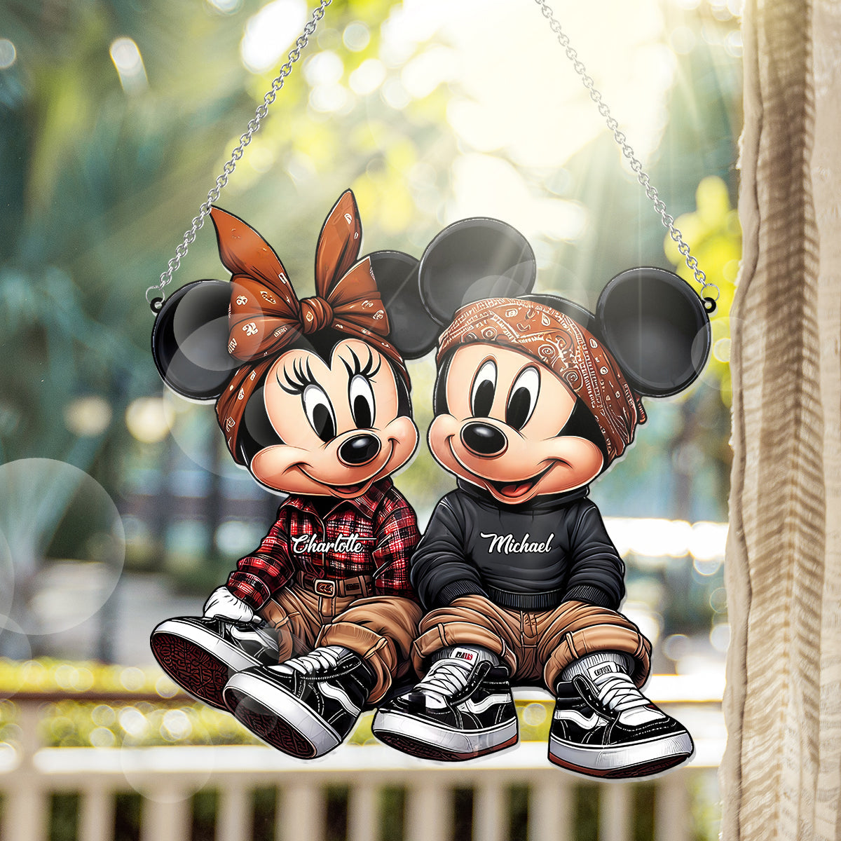 Personalized Mouse Couple Suncatcher Ornament Custom Gift for Couples Window Hanging Suncatcher Ornament GradoCreations