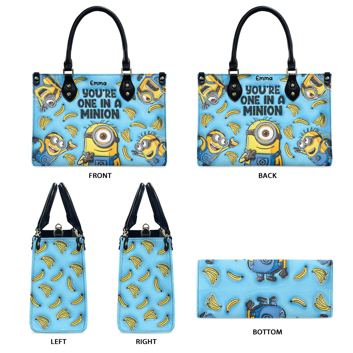 Personalized Minion Leather Handbag with Custom Name Gift for Her Leather Handbag 2 GradoCreations