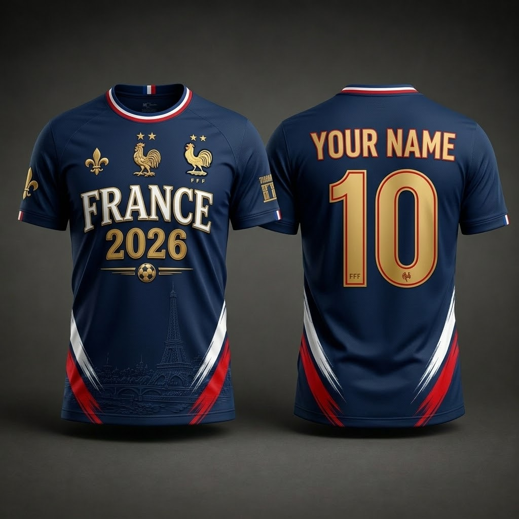 Personalized France 2026 Soccer Jersey Custom Name Gift for Sports Lovers