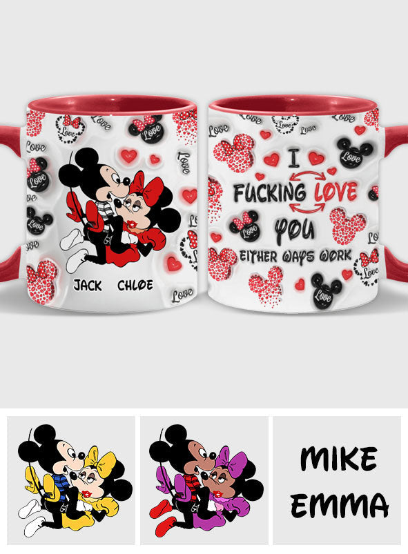 Personalized I Love You Mouse Accent Mug with Custom Names Gift Accent Mug GradoCreations