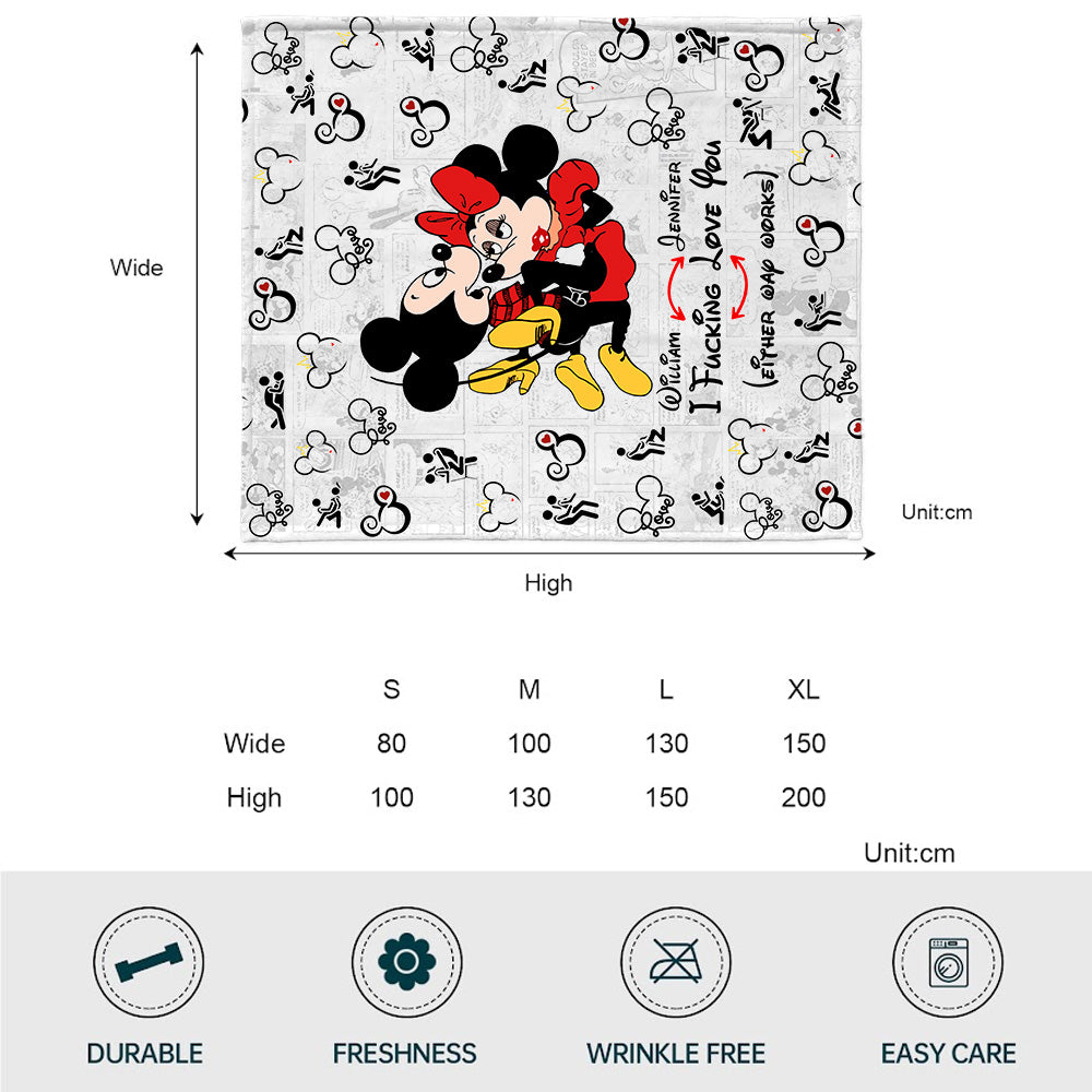 Personalized Double-Sided Flannel Mouse Blanket for Couples Blanket GradoCreations