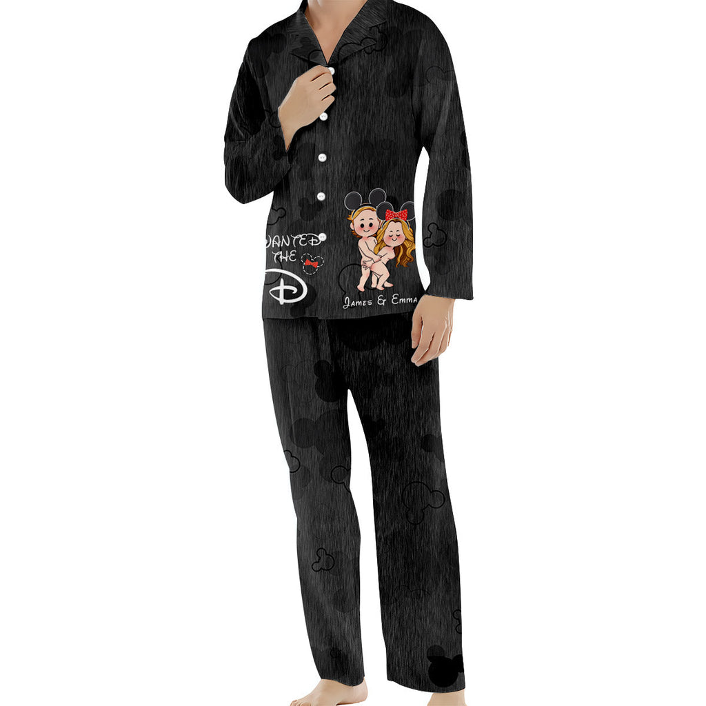 Personalized Satin Pajama Set for Couples with Custom Names & Design Button Down Pajamas GradoCreations
