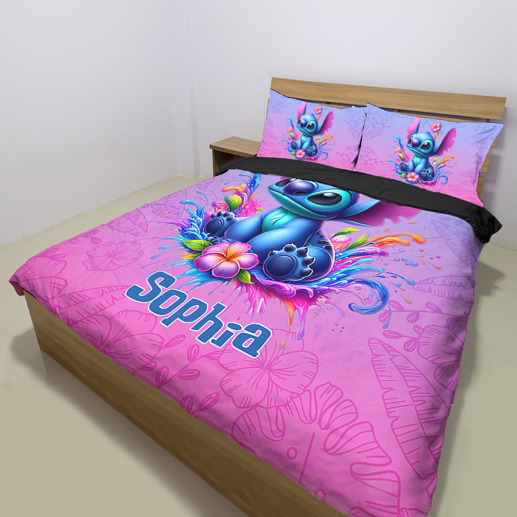 Personalized Blue Stitch Bedding Set Custom Name Gift Idea Bedding Set GradoCreations