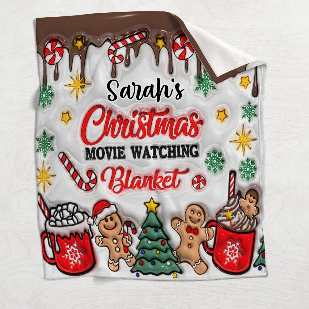Personalized Christmas Movie Watching Blanket Custom Name Gift Blanket GradoCreations