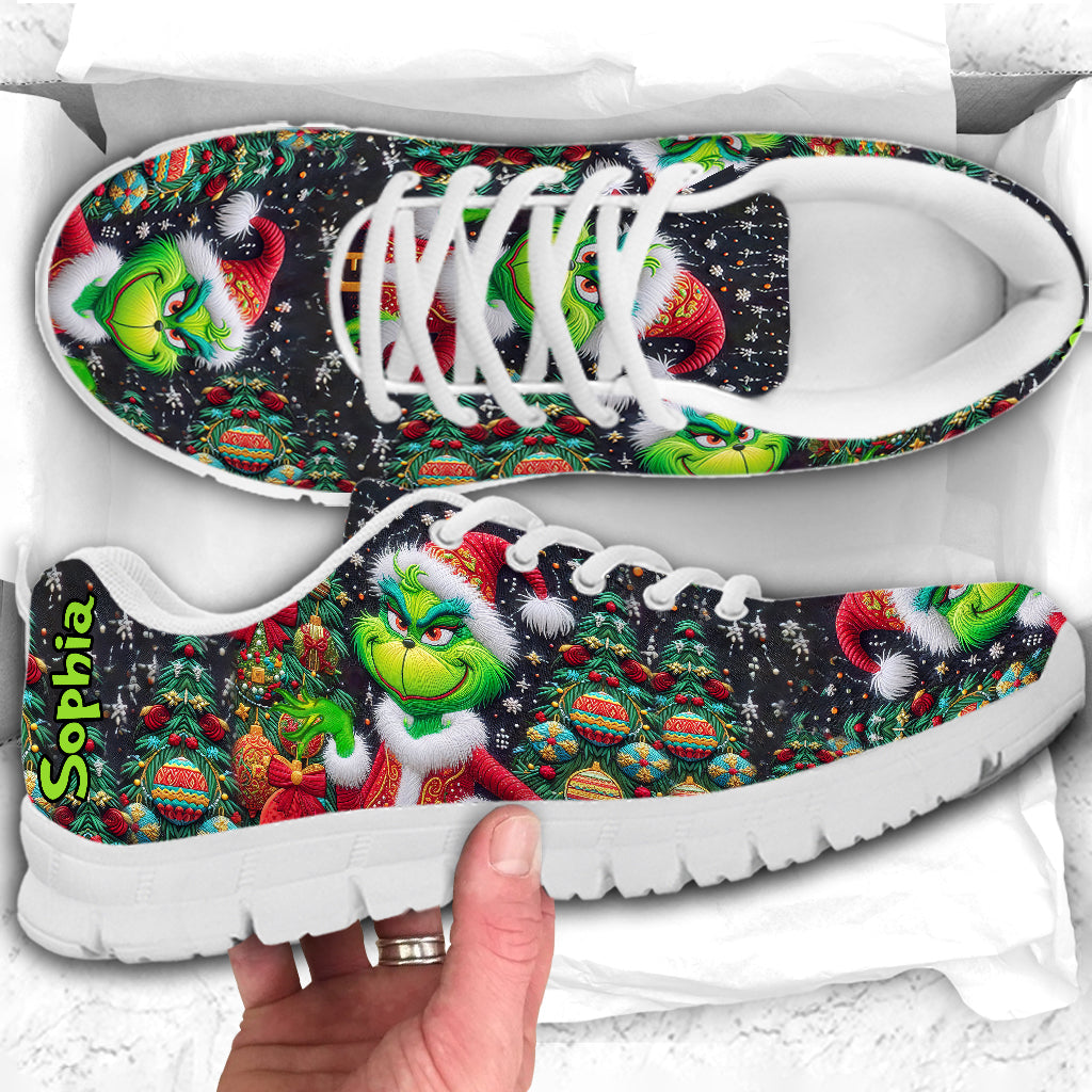 Personalized Merry Grinchmas Sneakers Custom Name Christmas Gift Sneakers GradoCreations
