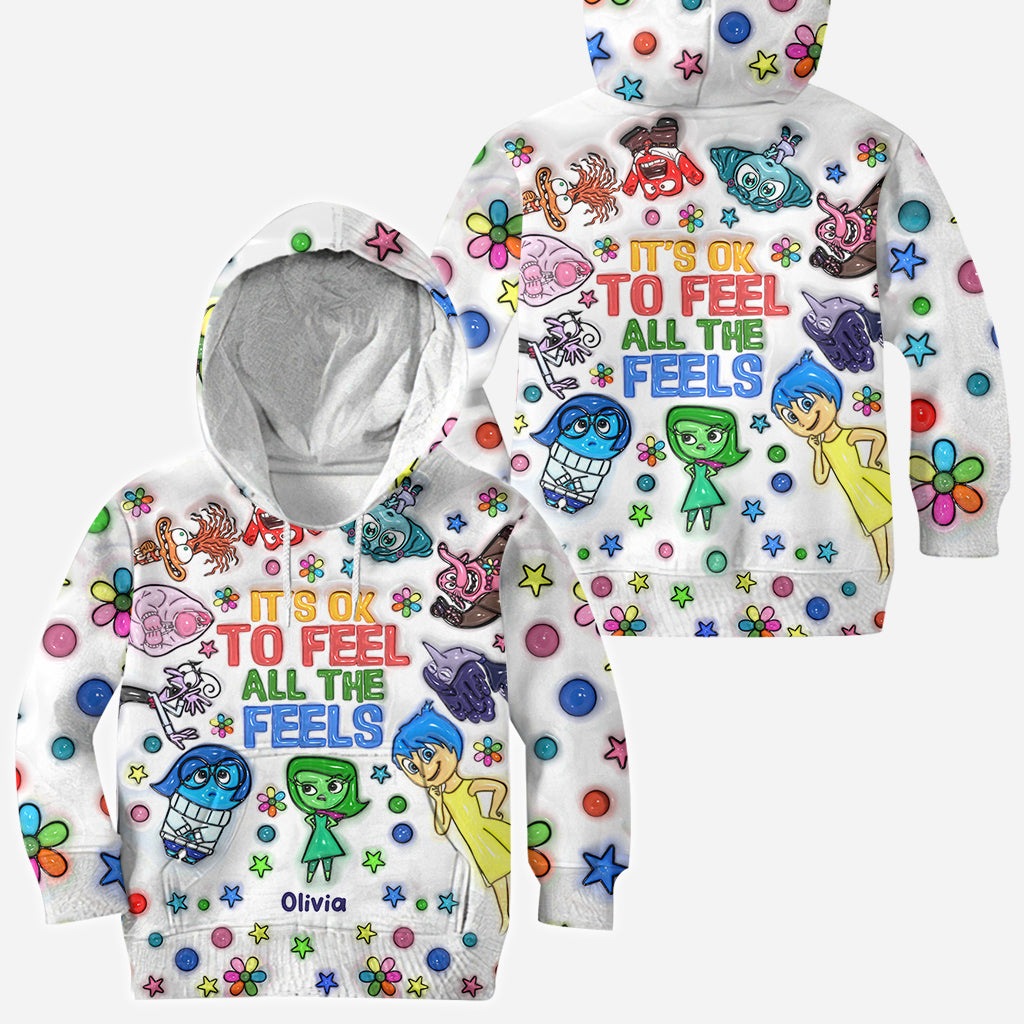 Personalized All Over Shirt with Fun 'All The Feels' Design for Kids All Over Shirt GradoCreations