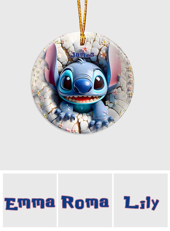 Personalized Ohana Ceramic Ornament Custom Name Gift for Christmas Ceramic Circle Ornament GradoCreations