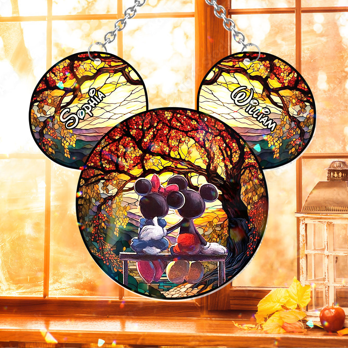 Personalized Mouse Couple Window Hanging Suncatcher Ornament Gift Window Hanging Suncatcher Ornament GradoCreations