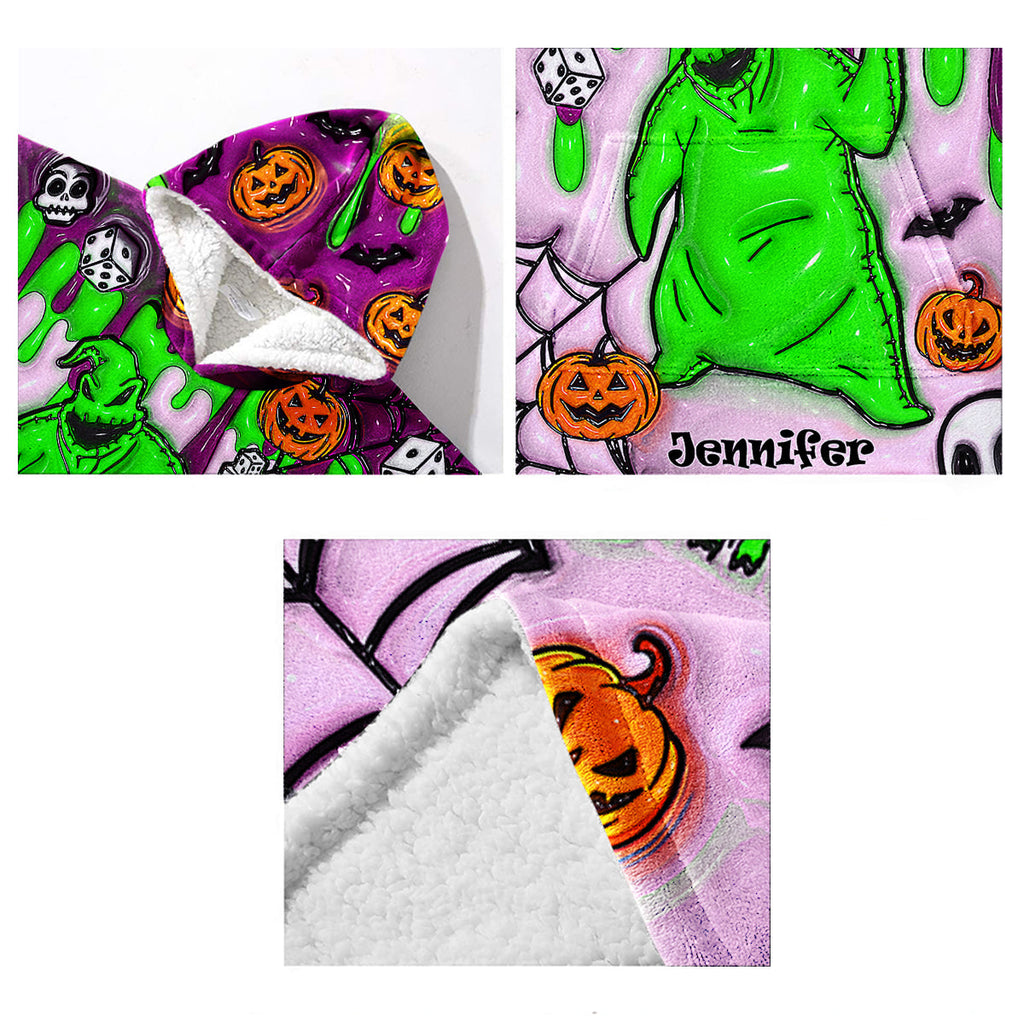 Personalized Oogie Boogie Blanket Hoodie for Halloween & Christmas Gift Blanket Hoodie GradoCreations