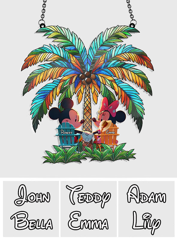 Personalized Palm Tree Suncatcher Ornament Custom Gift for Couple Window Hanging Suncatcher Ornament GradoCreations