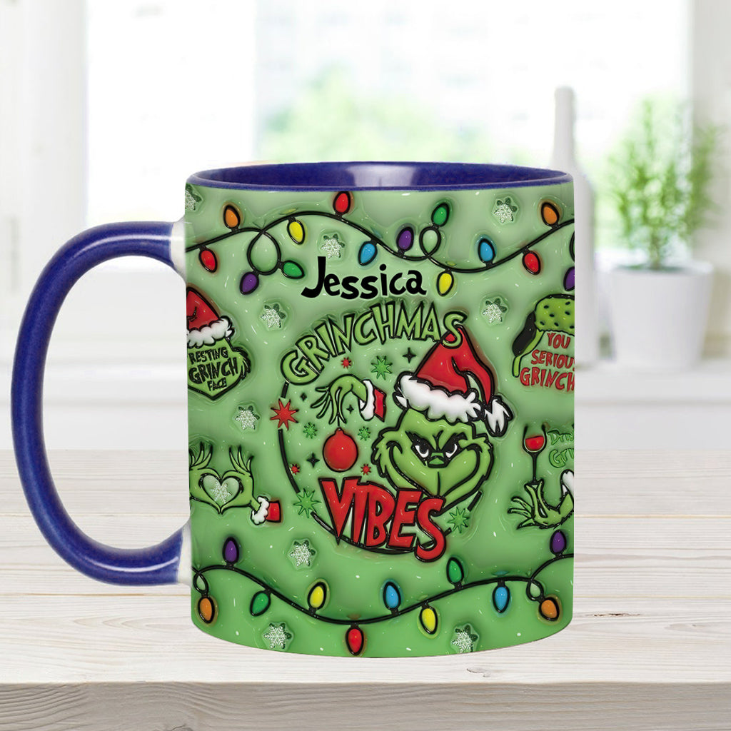 Personalized Grinchmas Vibes Accent Mug Custom Name Gift Accent Mug GradoCreations