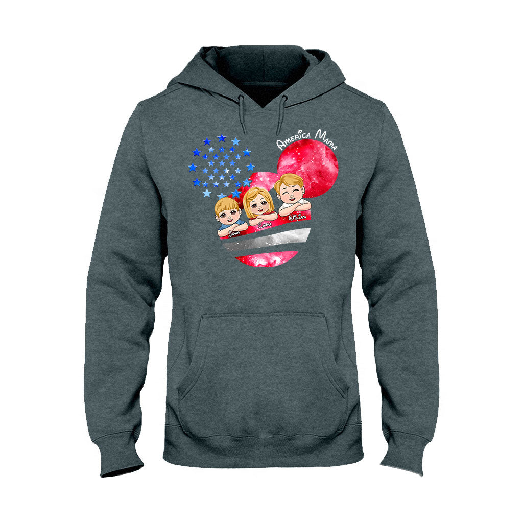Personalized America Mama T-Shirt & Hoodie Custom Family Gift T-shirt & Hoodie GradoCreations