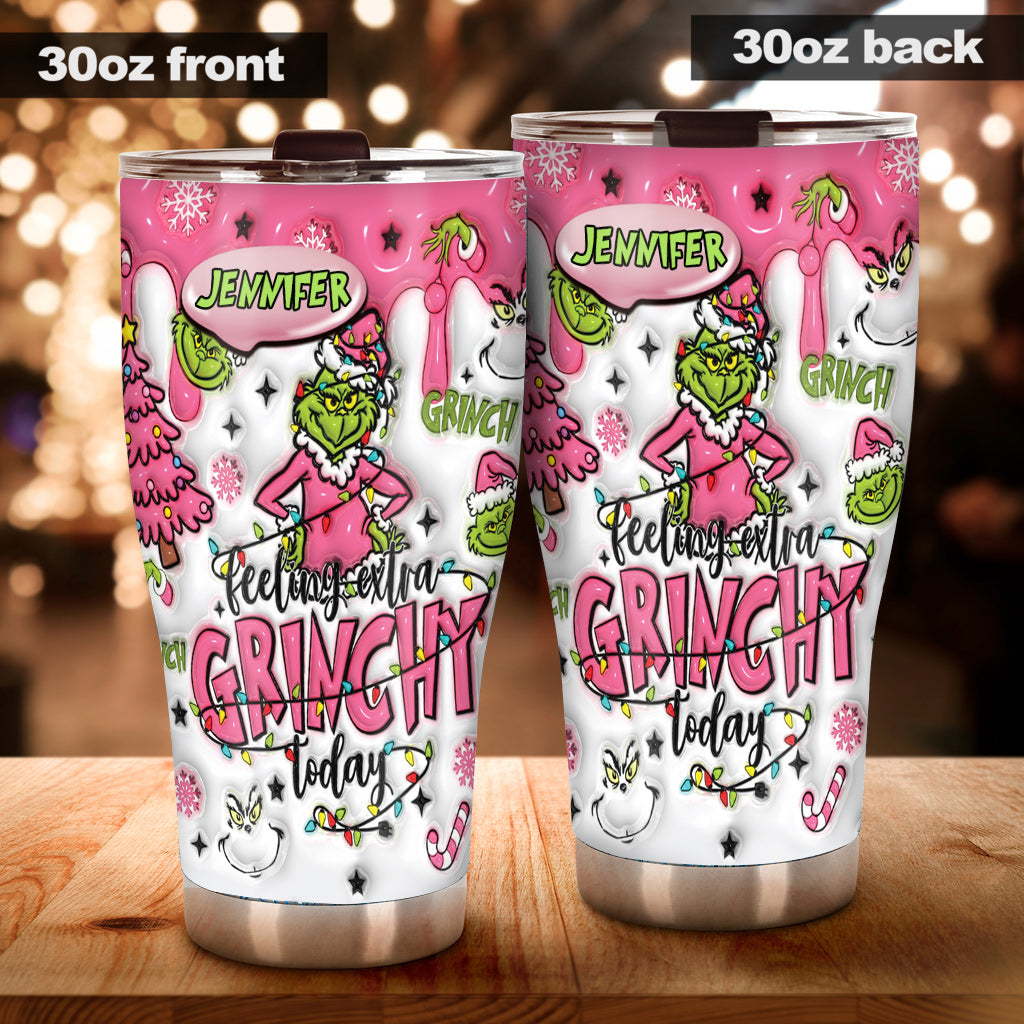 Personalized Grinch Tumbler Custom Name Holiday Drinkware Tumbler GradoCreations