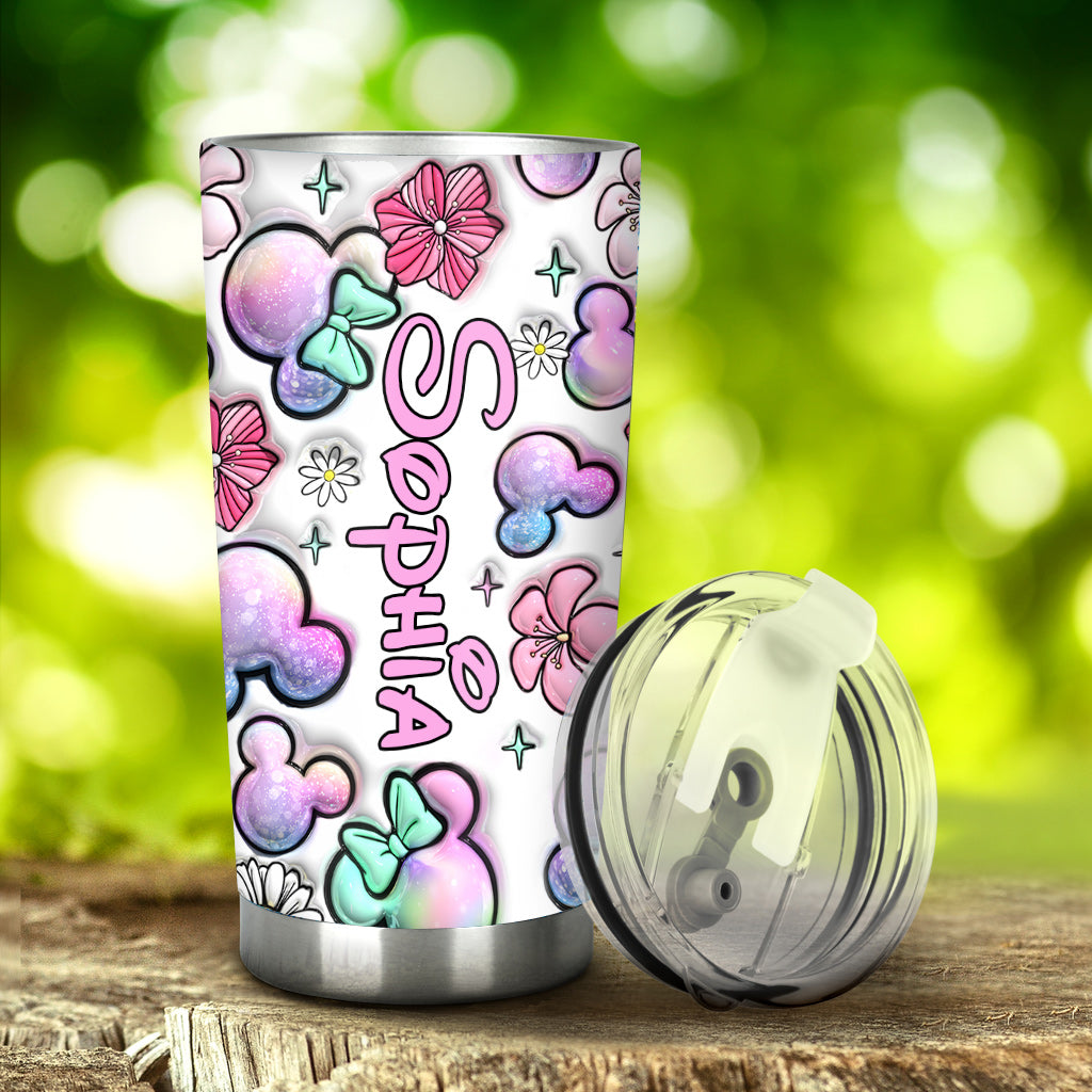 Personalized Tumbler with Puffy Mouse Ears Design Gift Idea Tumbler GradoCreations