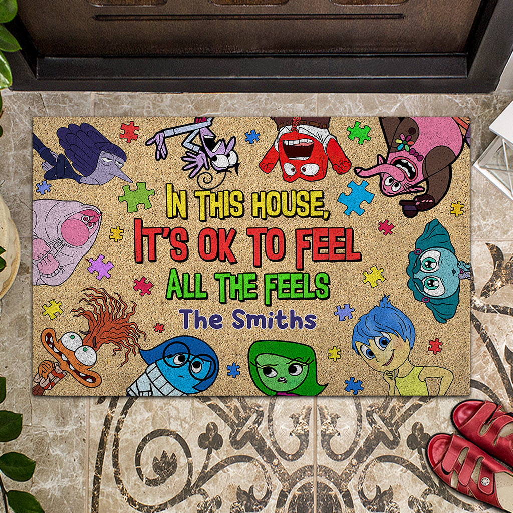 Personalized Autism Awareness Doormat with Family Name - Custom Housewarming Gift Doormat GradoCreations