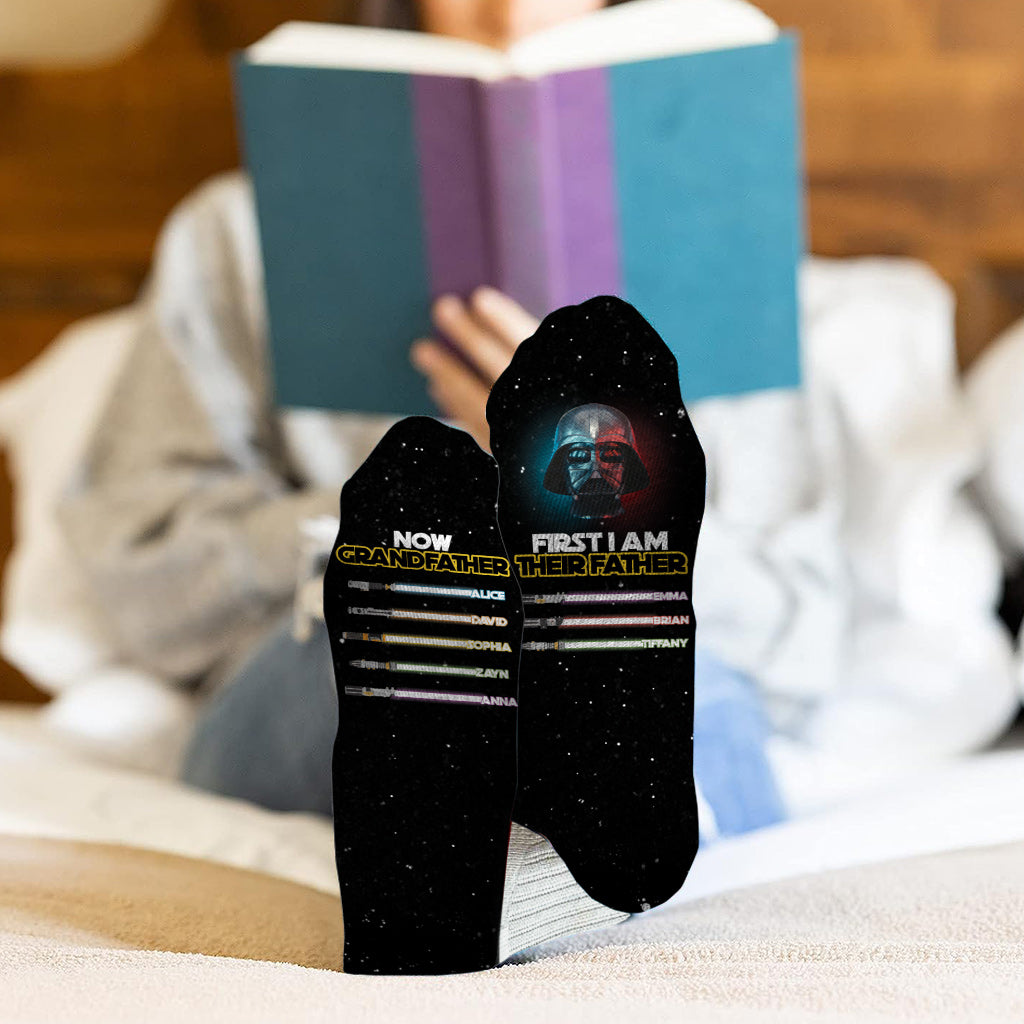 Personalized Grandfather Socks with Custom Names Star Wars Gift Socks GradoCreations