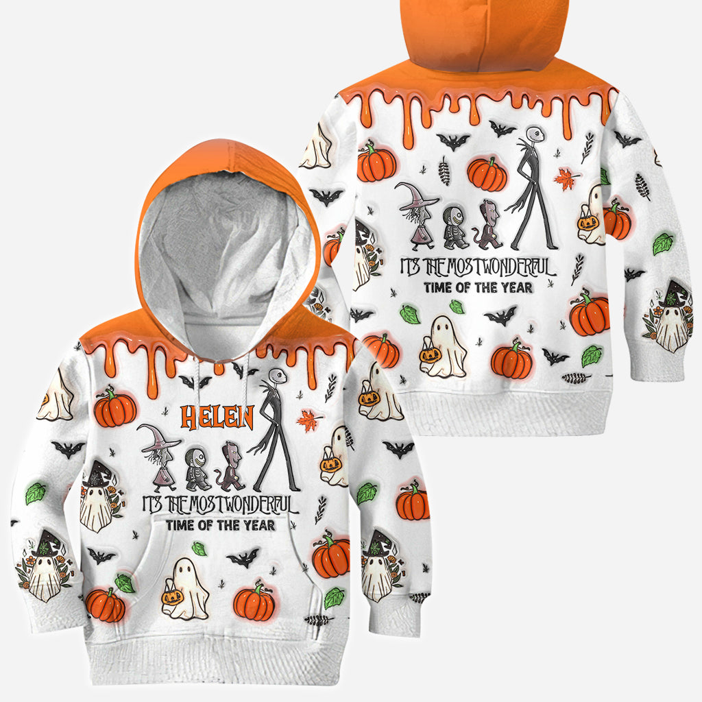 Personalized Autumn Skeleton All Over Shirt Custom Name Halloween Gift All Over Shirt GradoCreations
