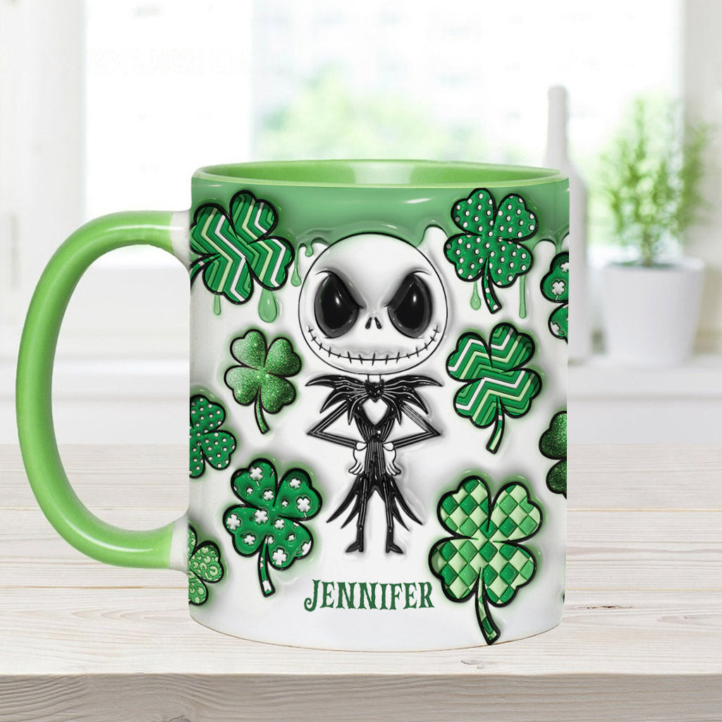 Personalized Nightmare Accent Mug with Shamrocks for Mom Accent Mug GradoCreations