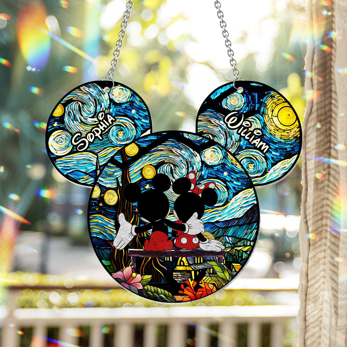 Personalized Mouse Couple Suncatcher Ornament for Animal Lovers Window Hanging Suncatcher Ornament GradoCreations