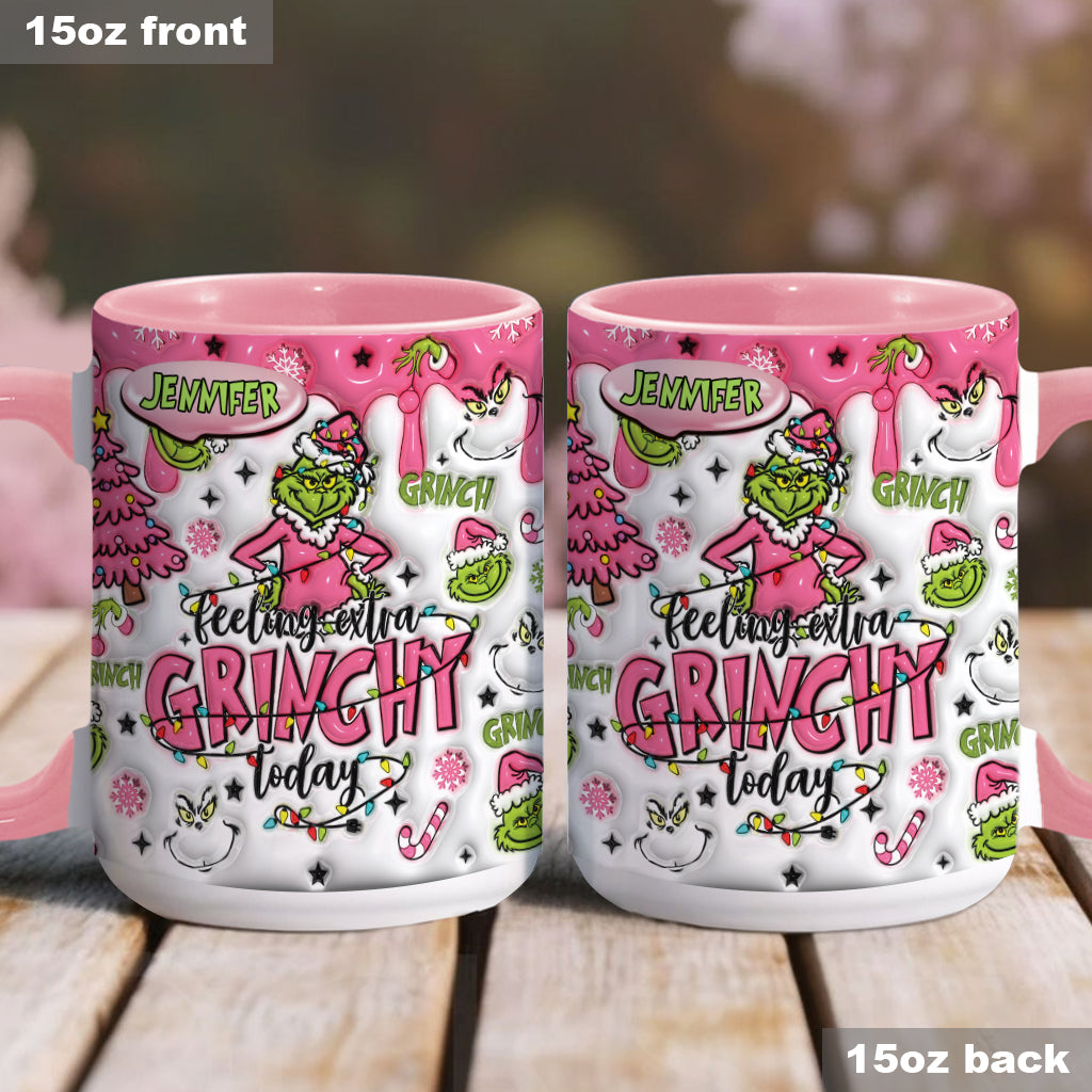 Personalized Grinch Accent Mug & Coaster Gift for Christmas Accent Mug GradoCreations