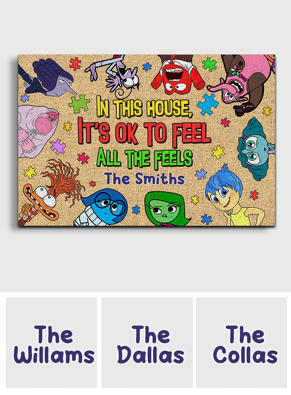 Personalized Autism Awareness Doormat with Family Name - Custom Housewarming Gift Doormat GradoCreations