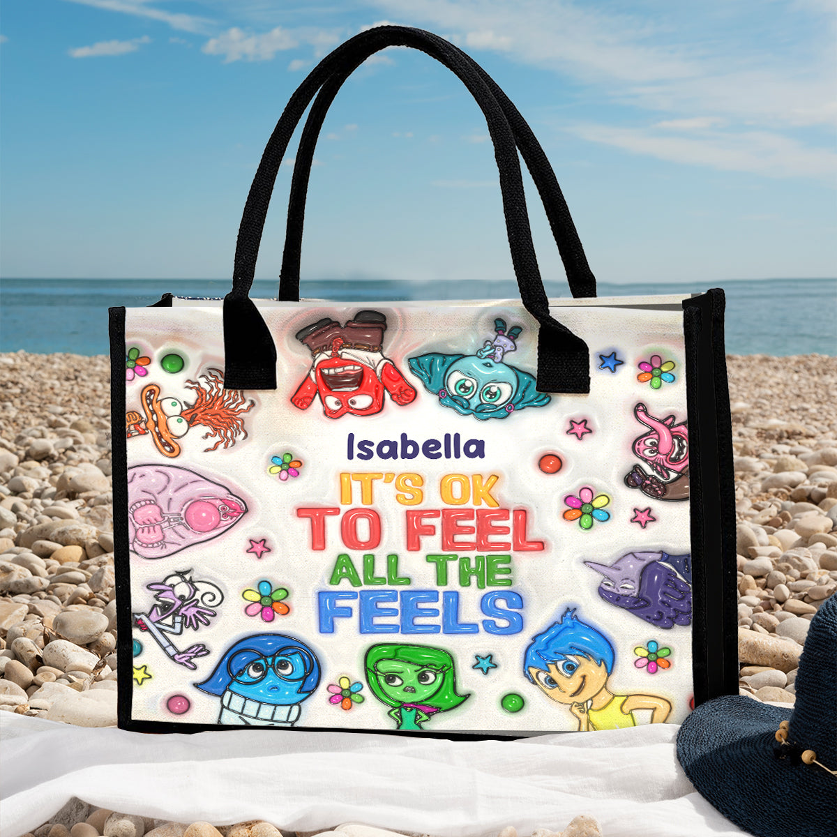 Personalized Canvas Tote Bag It's Okay To Feel All The Feels Gift for Mom/Teacher Canvas Tote Bag GradoCreations