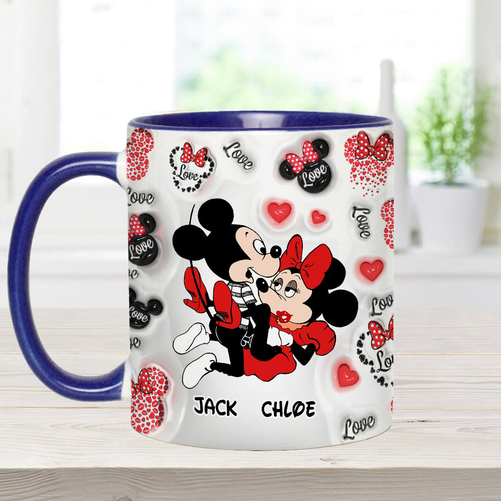 Personalized I Love You Mouse Accent Mug with Custom Names Gift Accent Mug GradoCreations