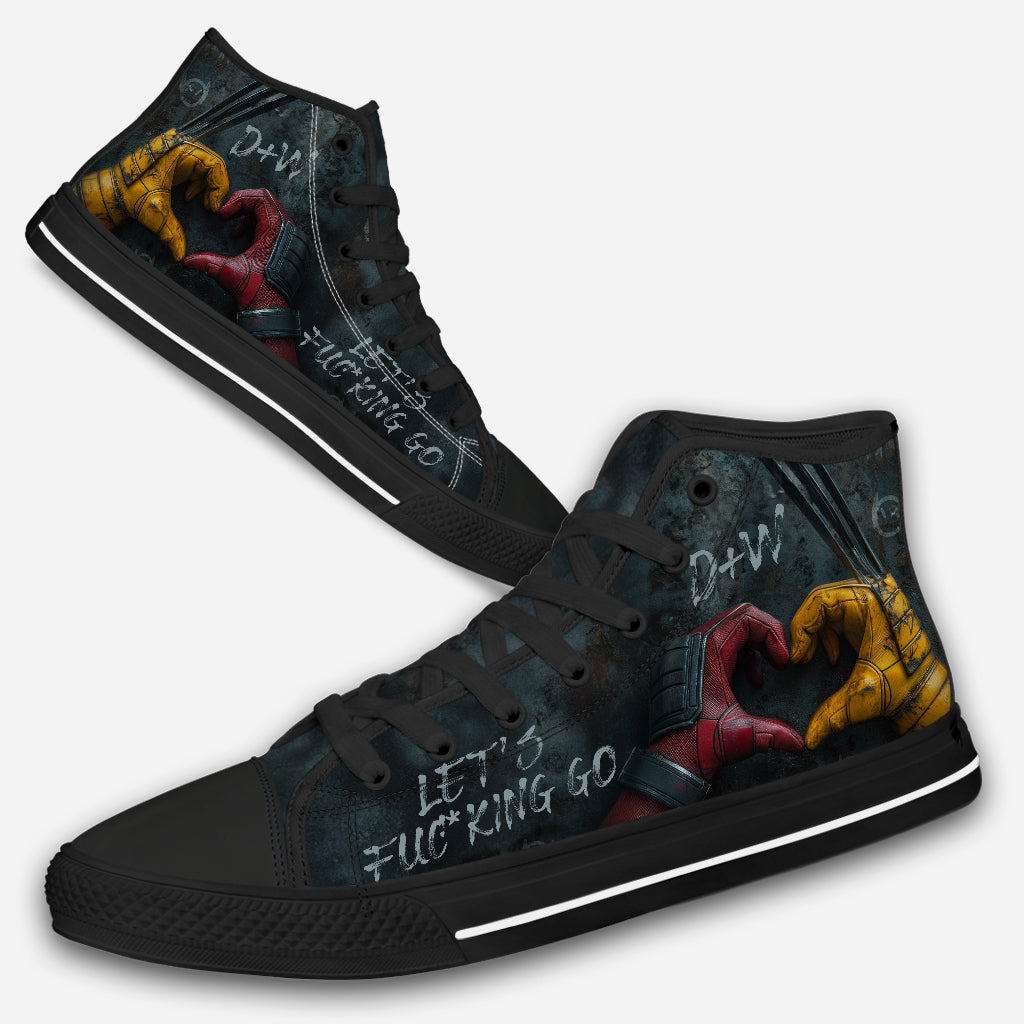 Personalized High Top Shoes with Let's Fu*cking Go Design for Couples High Top Shoes GradoCreations