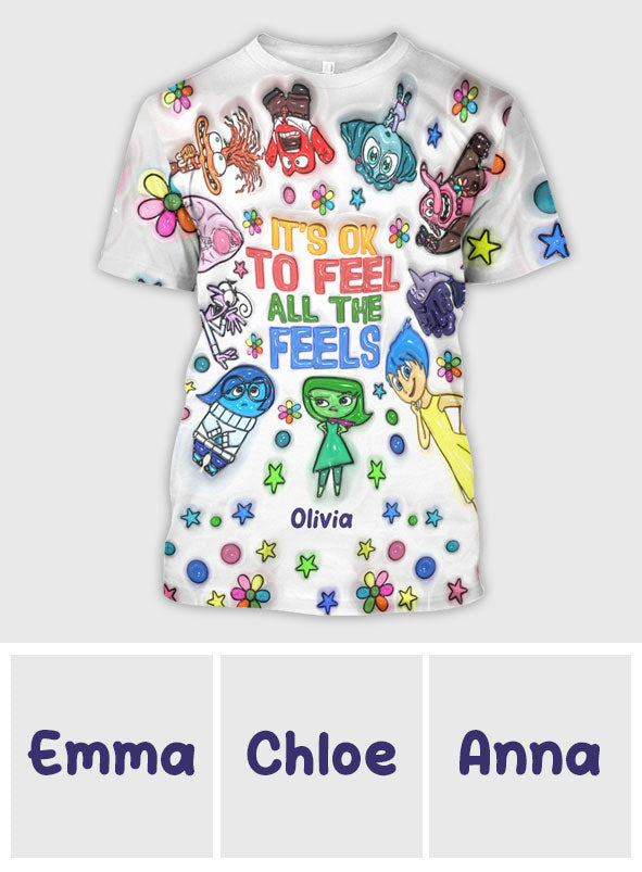 Personalized All Over Shirt with Fun 'All The Feels' Design for Kids All Over Shirt GradoCreations