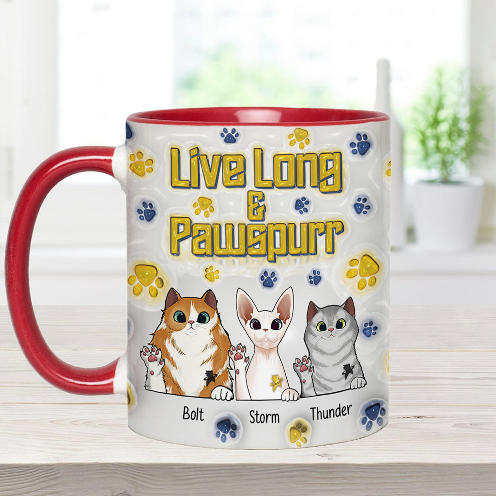 Personalized Accent Mug Live Long and Pawspurr Cat Design Gift for Pet Lovers Accent Mug GradoCreations