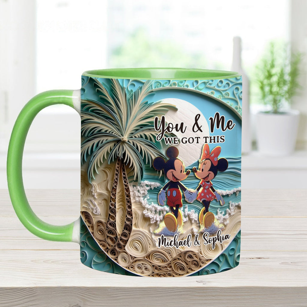 Personalized Couple Beach Scene Accent Mug Custom Names Gift Accent Mug GradoCreations