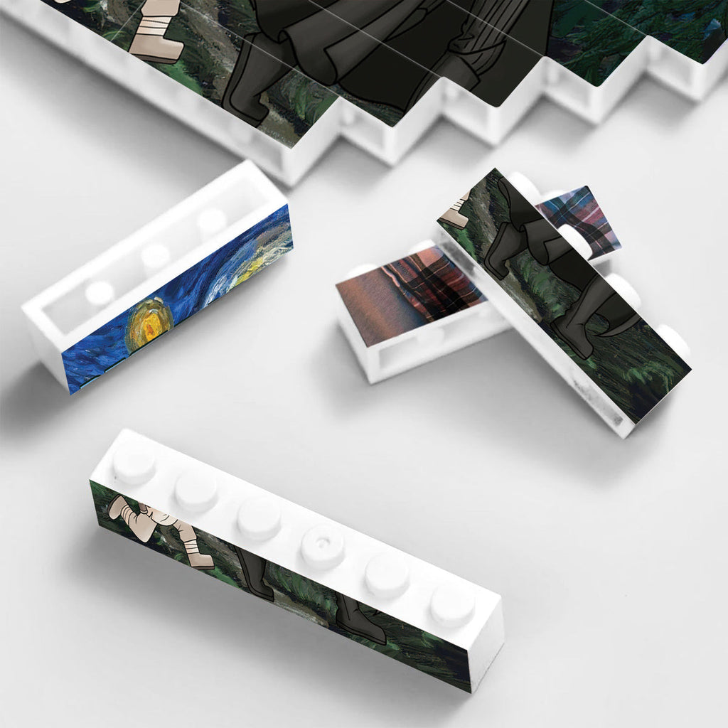 Personalized Best Dad in the Galaxy Building Block Set Gift One-sided Rectangle Building Brick Blocks GradoCreations