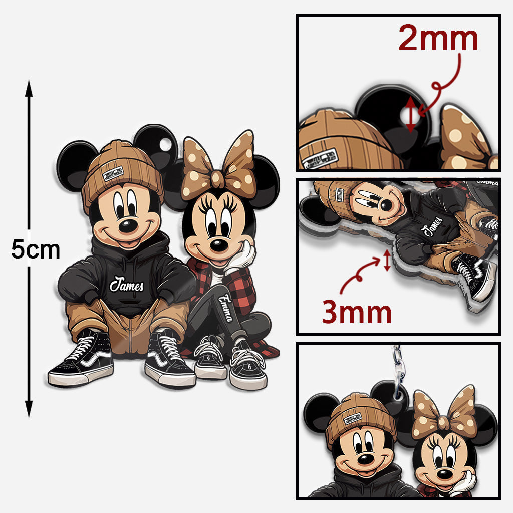 Personalized Chicano Mouse Keychain Custom Name Gift for Couple Keychain GradoCreations