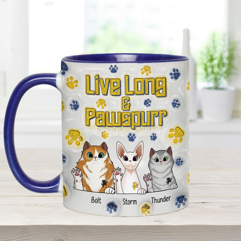 Personalized Accent Mug Live Long and Pawspurr Cat Design Gift for Pet Lovers Accent Mug GradoCreations