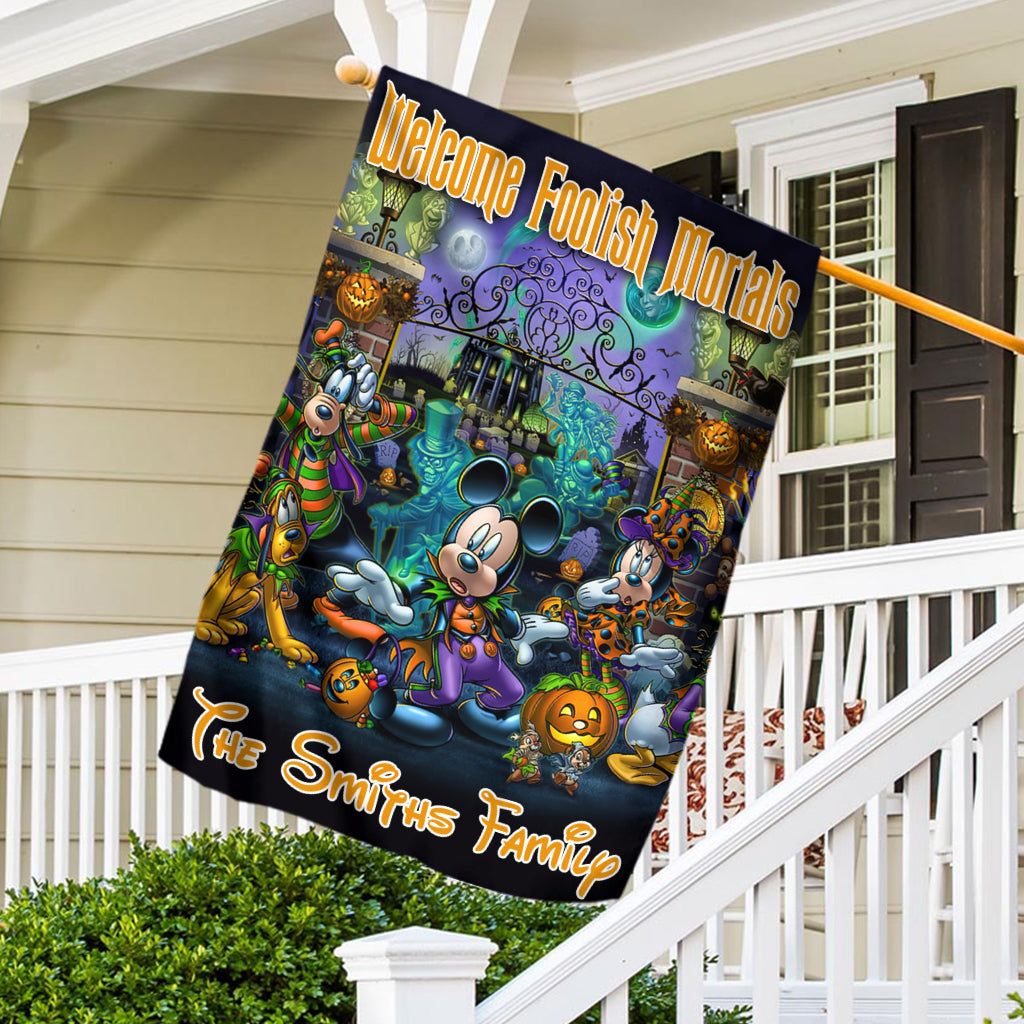 Personalized Halloween Mouse House Flag with Family Name House Flag GradoCreations