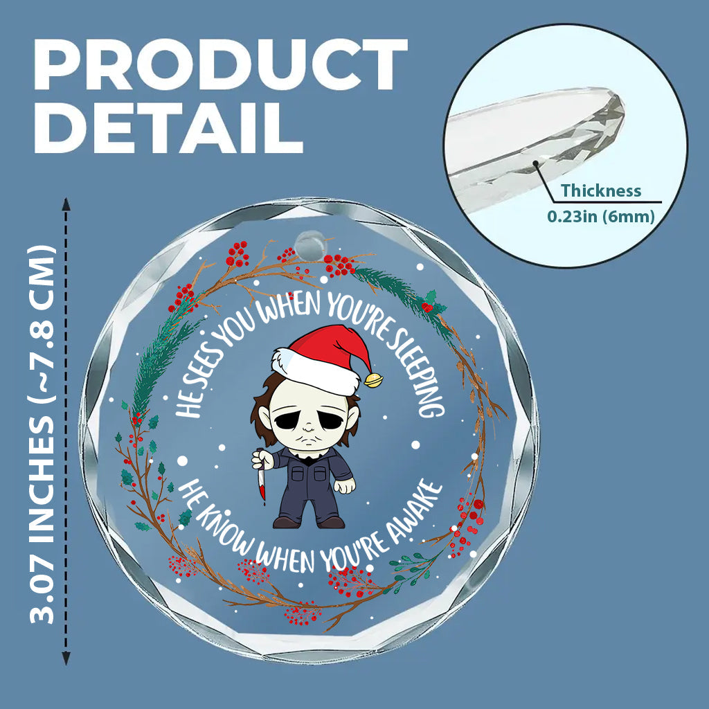 Personalized Horror Movie Characters Glass Ornament Gift for Christmas Round Shaped Glass Ornament GradoCreations